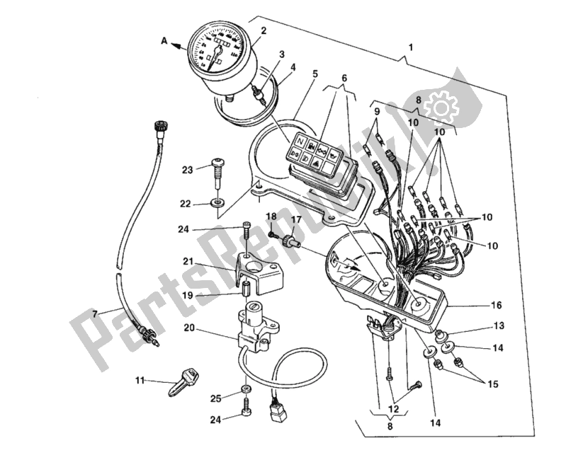All parts for the Meter of the Ducati Monster 600 Dark 1999